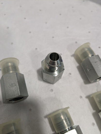 PARKER Steel Flared Tube Connector 10pk: 3/8" OD 37 deg Flared Angle P00137