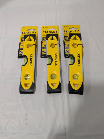 Stanley Magnetic 9" Long 3 Vial Torpedo Level Qty 3 43-511