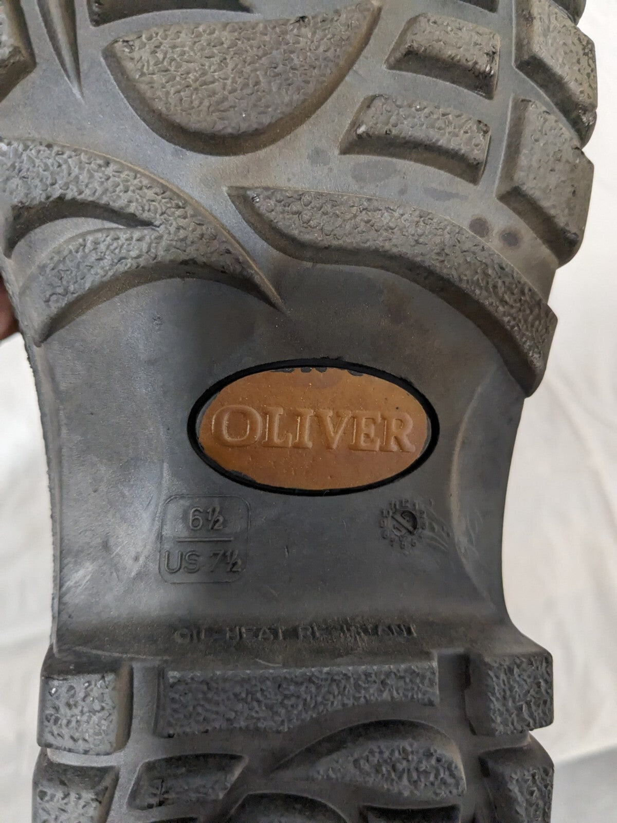 OLIVER Work Shoe: Size 7.5, 6" High, Leather, Steel Toe 25299BLK075
