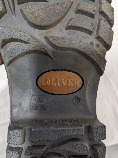 OLIVER Work Shoe: Size 7.5, 6" High, Leather, Steel Toe 25299BLK075