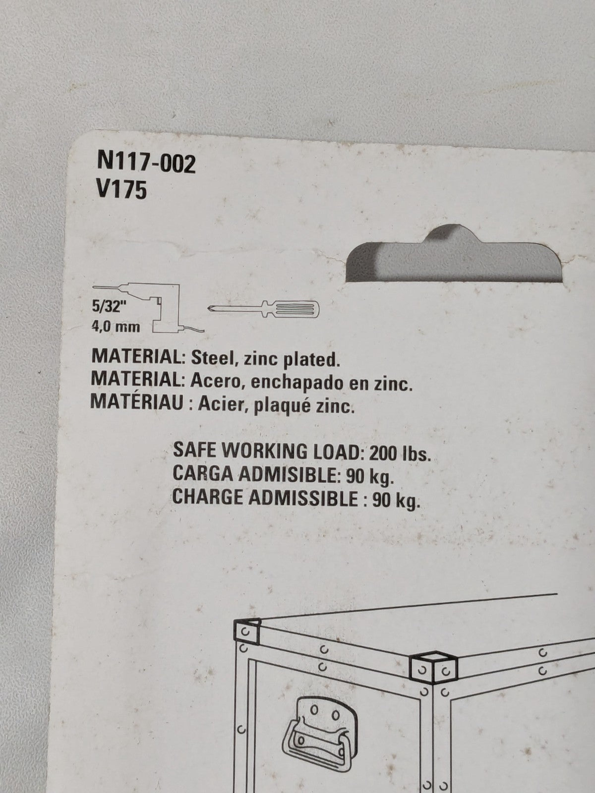 National 3-1/2" Small Box Chest/Door Handle With 4 Screws Box of 5 N117-002