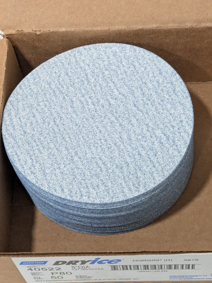 Norton Hook & Loop Disc: 5" Dia, 80 Grit, Coated Box of 50 66261140522