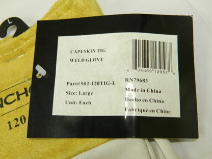 Anchor Capeskin Welding Gloves, Large, White/Tan, 4" Gauntlet Qty 2 902-120