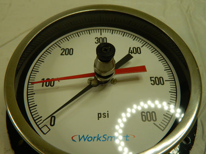 Pressure Gauge: 4 1/2 " Dial, 600 psi, 1/4 " Thread, NPT, Lower Mount