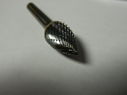 SGS PRO SG-13, 1/2" Cut Diam, 1/4" Shank Diam, Carbide Double Cut Tree Burr