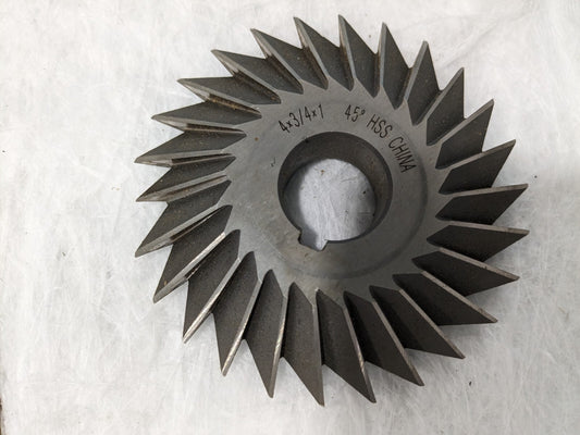Double Angle Milling Cutter: 45 °, 4″ Cut Dia HSS 328-4435