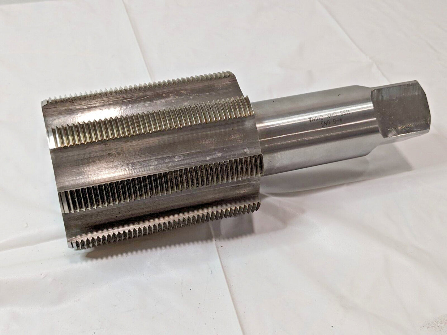 Straight Flute Tap HSS 4-8UNS H8 X 5" Thread Length X 10-1/2" OAL 8FL JY4888715