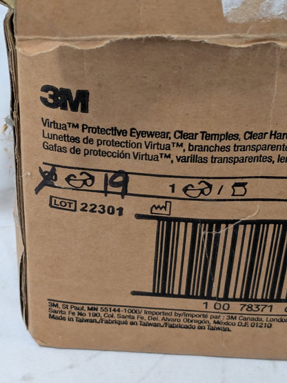 3M Safety Glasses: Scratch-Resistant, Polycarbonate, Clear Box of 19 7100110886