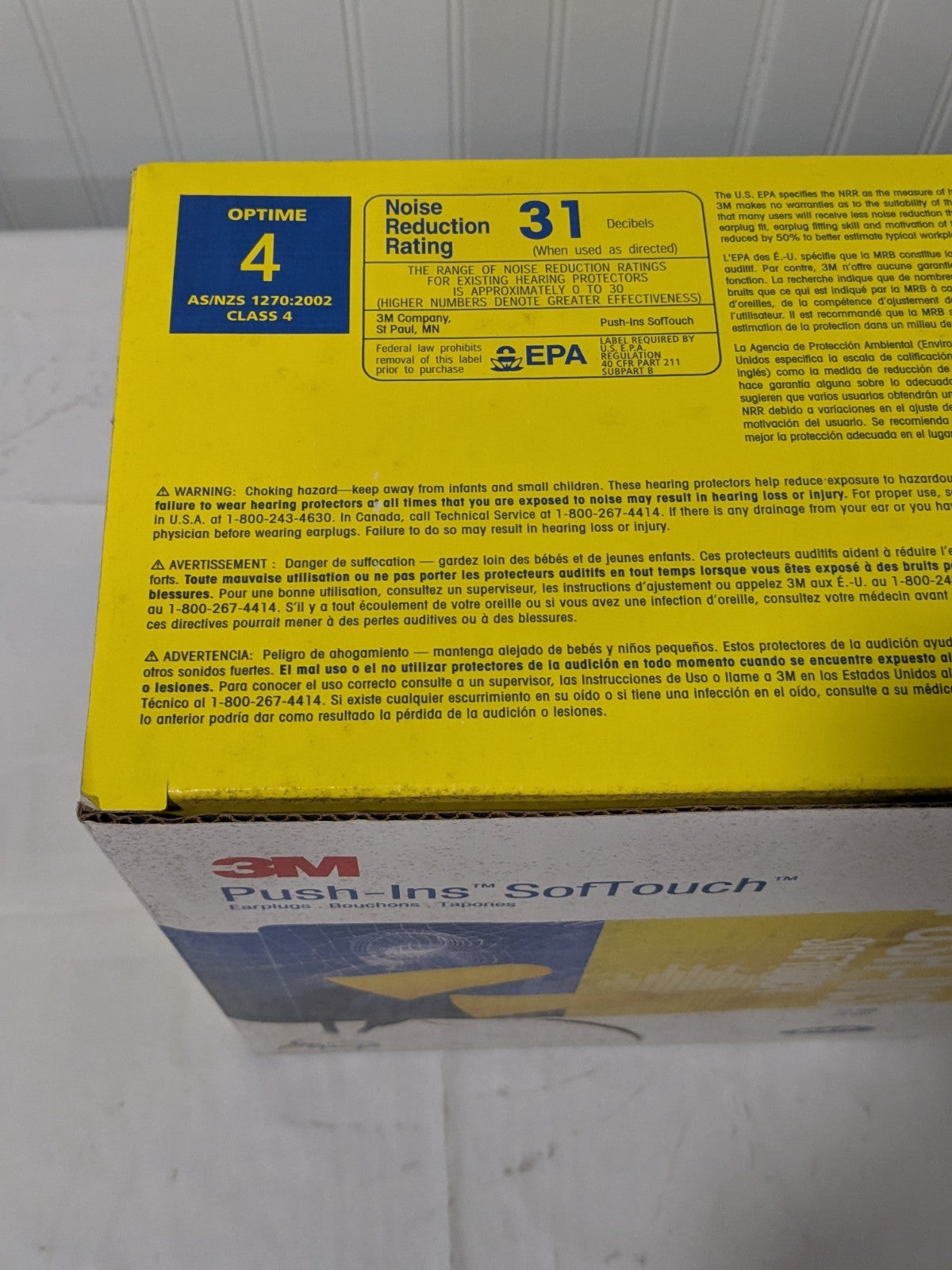 3M Earplug: 31dB, Foam, Cone, Push-In Stem, Corded  Box of 200 318-4001