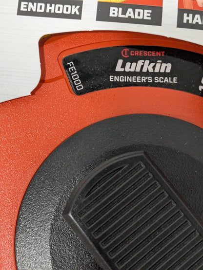 Lufkin 1/2" x 100' Engineer's Fiberglass Tape Measure FE100D