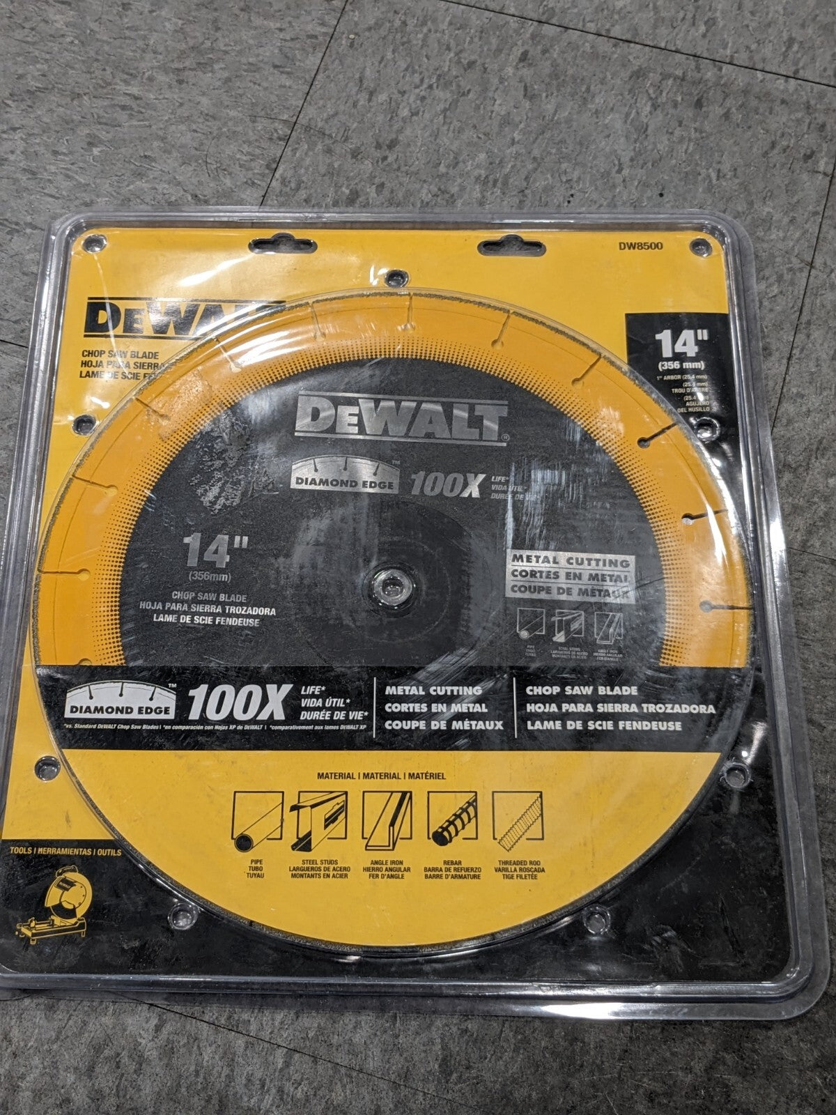 DEWALT Wet & Dry Cut Saw Blade: 14 Dia, 1 Arbor Hole, 20 Teeth DW8500