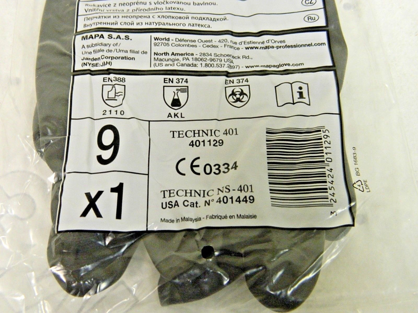 MAPA Professional Technic Neoprene Gloves Size LARGE (9) Qty 12-Pairs 401449