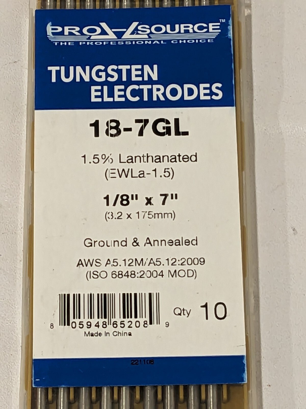 PRO-SOURCE TIG Welding Rod: 7" OAL, 1/8" Dia Qty 9 18-7GL