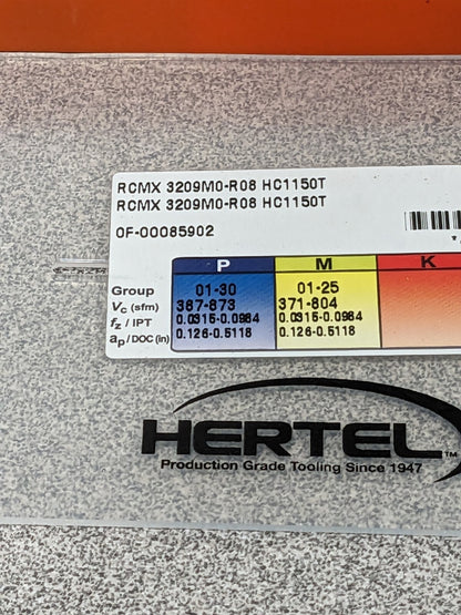 HERTEL Turning Insert: RCMX 3209M0–R08HC1150T, Solid Carbide Qty 5 42803791