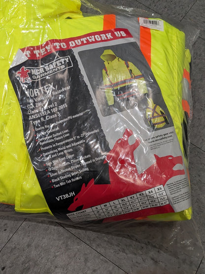MCR Safety Double Insulated Rip Stop Poly/PU, Class 3 Jacket Sz 4XL VT38JHX4