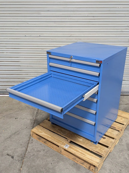 Lista Modular Storage Cabinet 7 Drawer 41" H. x 28" W. x 28" D. Steel Blue