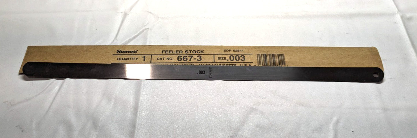 STARRETT  Feeler Gage  0.003" Thick  0.5" Wide  12" Long 667-3  52841 *QTY 5*