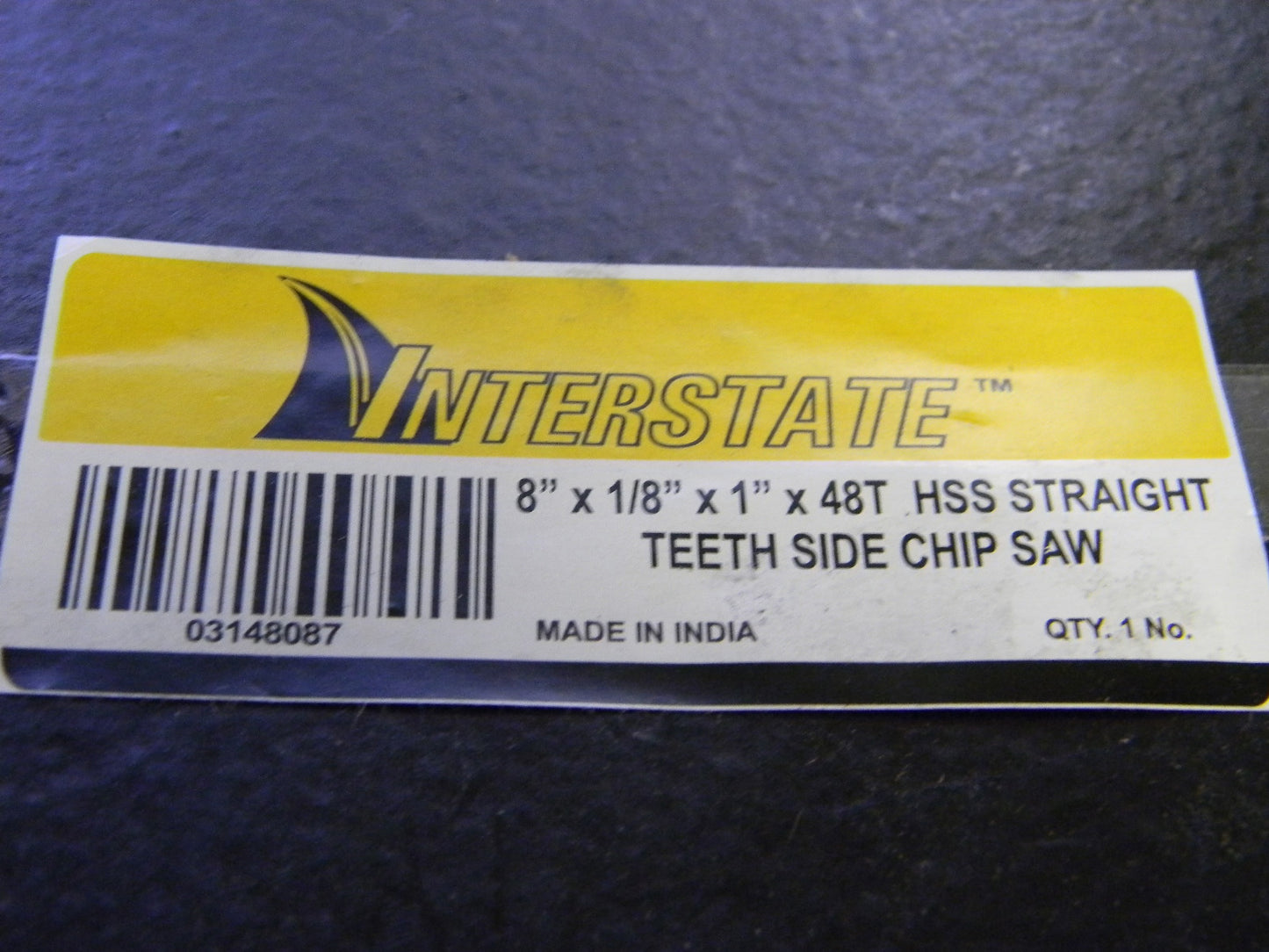 Interstate Side Chip Saw Straight Teeth HSS  8" x 1/8" x 1" 48T 03148087