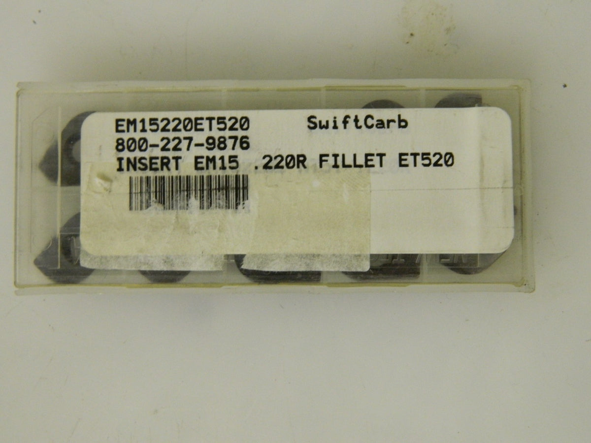 SwiftCarb Superbee Carbide Milling Inserts EM15220 ET520 Grade Qty. 10 #07790884