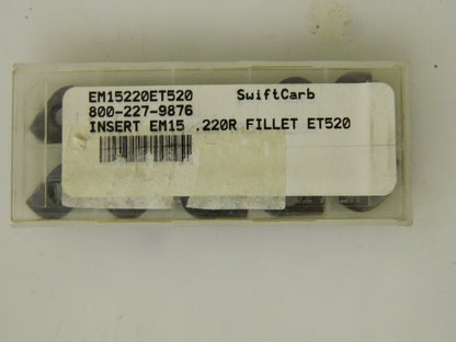 SwiftCarb Superbee Carbide Milling Inserts EM15220 ET520 Grade Qty. 10 #07790884