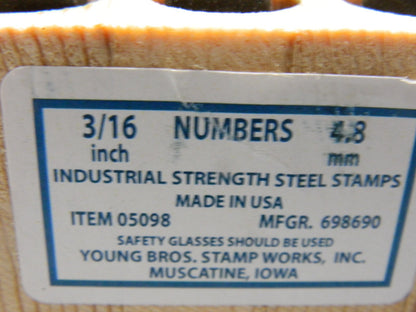 Young Bros Industrial Strength  Letter and number set 3/16 05278 & 05098