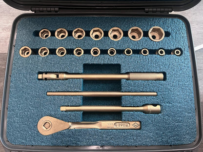 Ampco Socket Set: Non-Sparking, 21 Pc, 1/2" Drive, 5/16 to 1-1/4" W-260