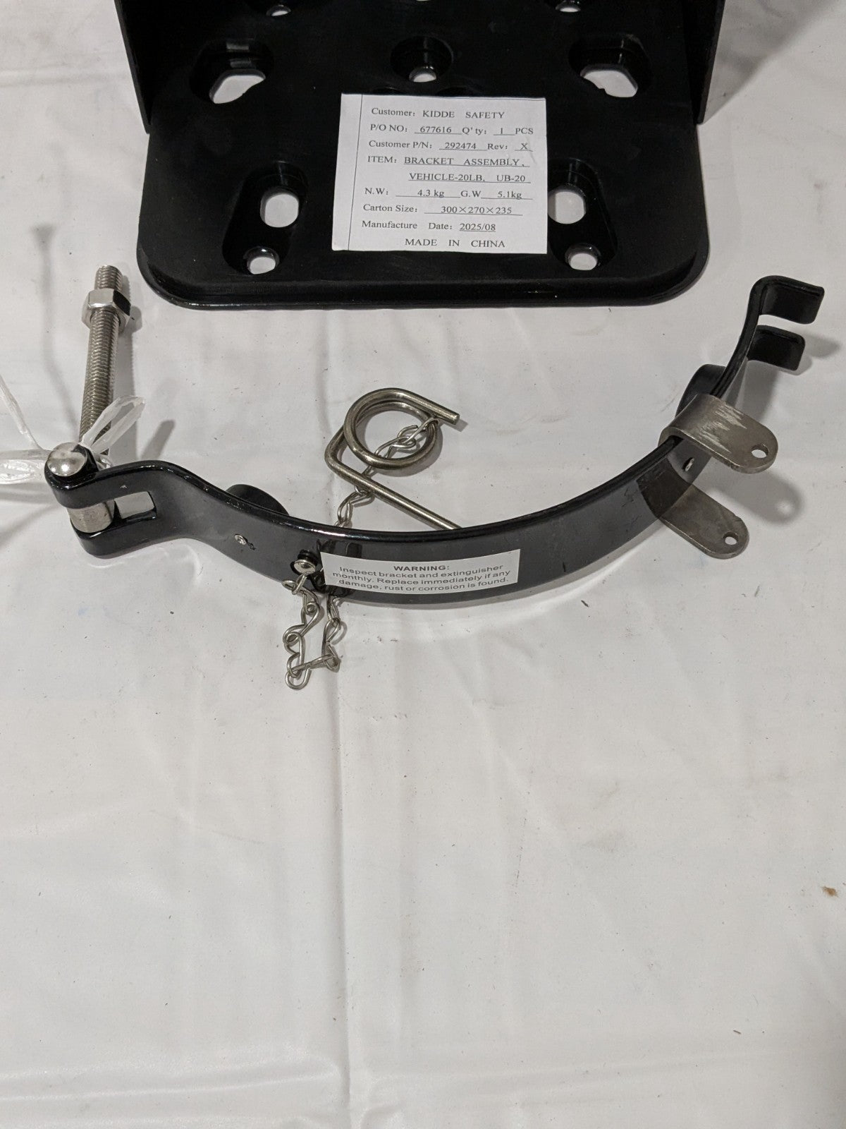 Kidde Black Heavy Duty Fire Extinguisher Bracket 20 Lb Capacity 292474
