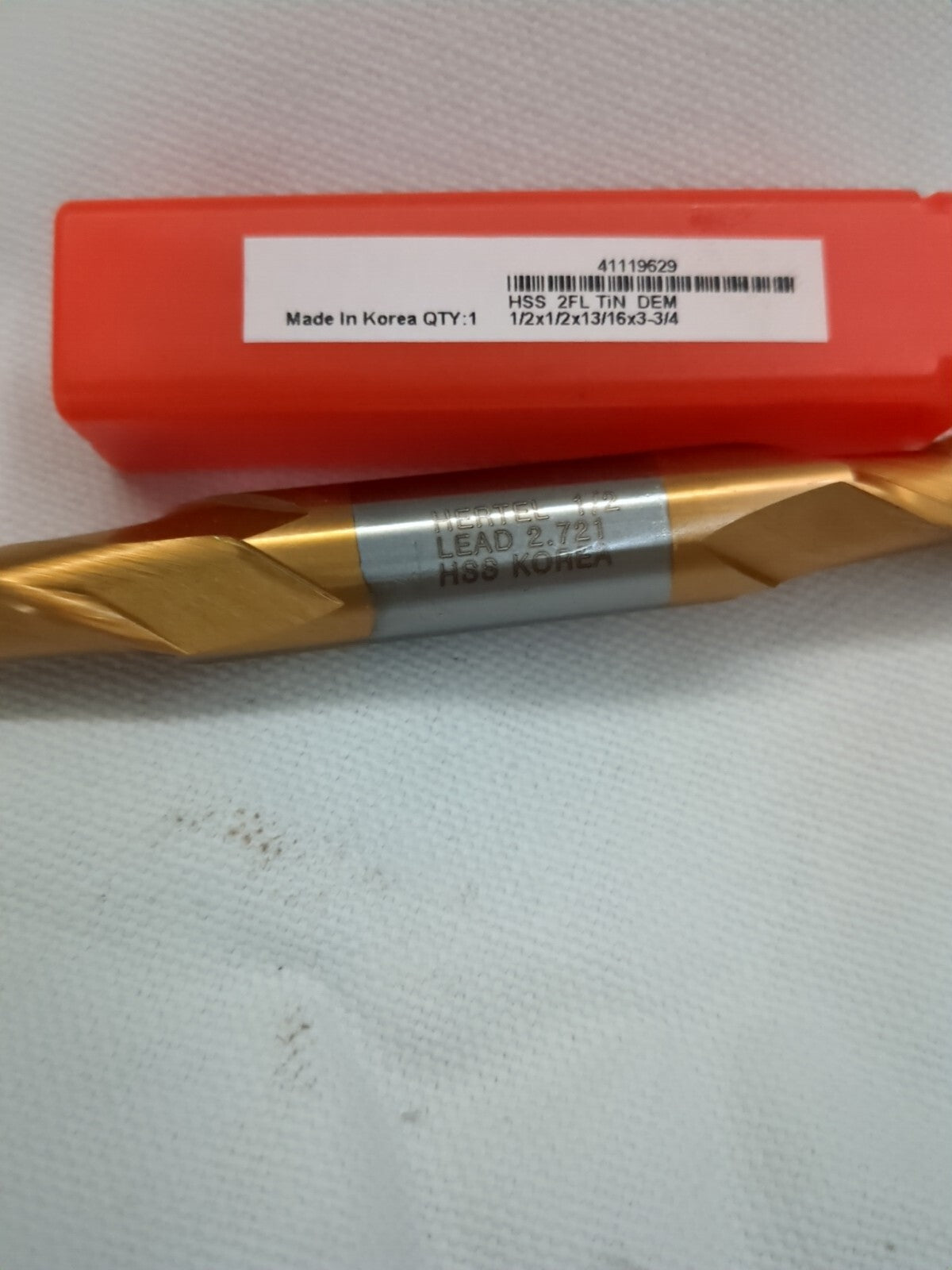 HERTEL Square End Mill: 1/2" Dia, 13/16" LOC, 2 Fl HSS E8050032