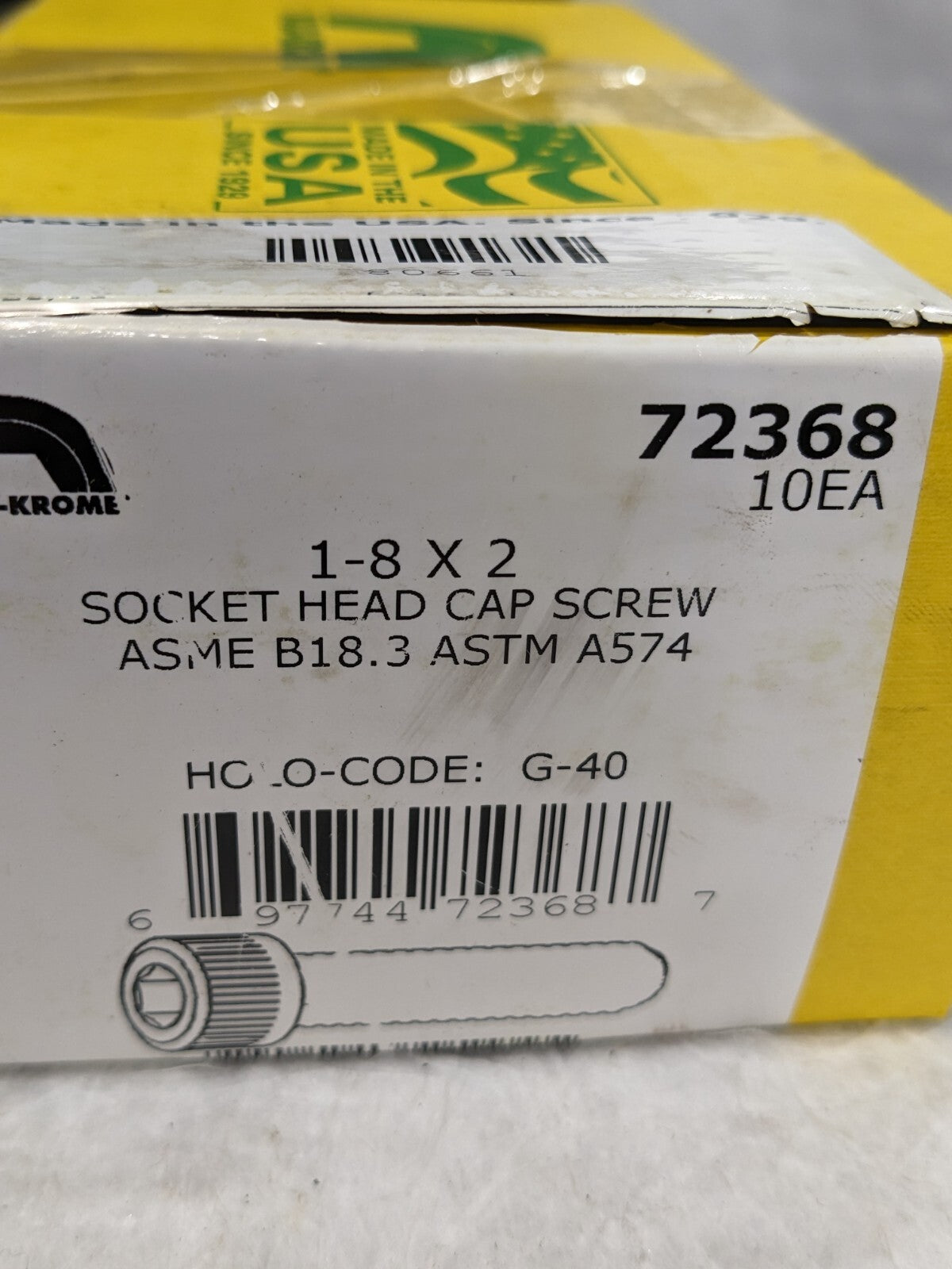 HOLO-KROME Hex Socket Cap Screw: 1-8 UNC, 3/4" Drive Qty 10 72368