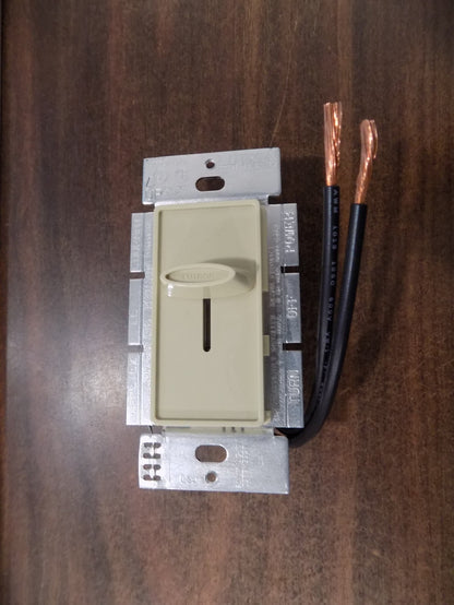 Lutron S-1000-IV Skylark Slide-To-Off Single Pole Dimmer 1000W Max Ivory