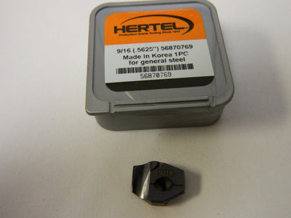 Hertel Series HMD 9/16" Diam Grade HC125MD 140° Replaceable Drill Tip 56870769
