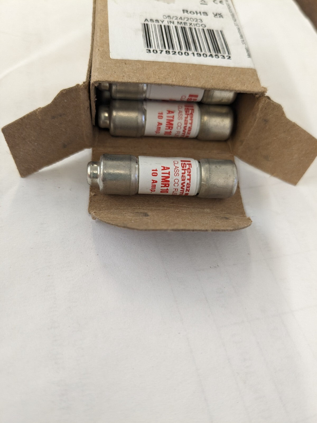 FERRAZ SHAWMUT 10pk Cylindrical Fast-Acting Fuse: CC, 10 A, 10.3 mm Dia ATMR10