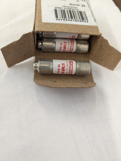 FERRAZ SHAWMUT 10pk Cylindrical Fast-Acting Fuse: CC, 10 A, 10.3 mm Dia ATMR10