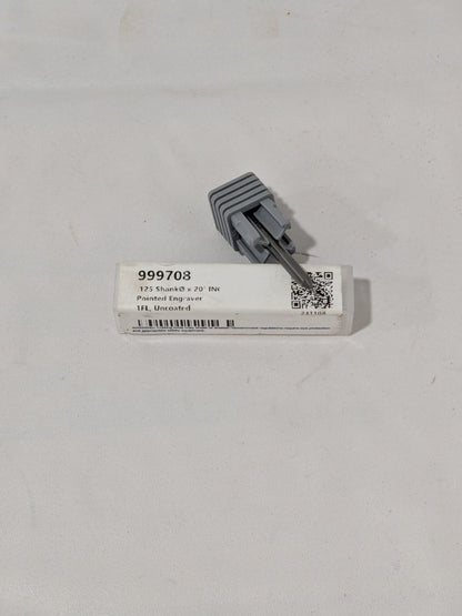HARVEY TOOL Engraving Cutter: 20 °, 1/8" Dia, Pointed, Solid Carbide 999708