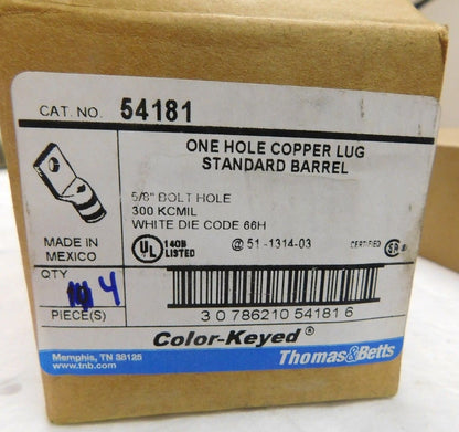 Thomas &amp; Betts Noninsulated Compression Square Ring Terminal Box of 4 54181