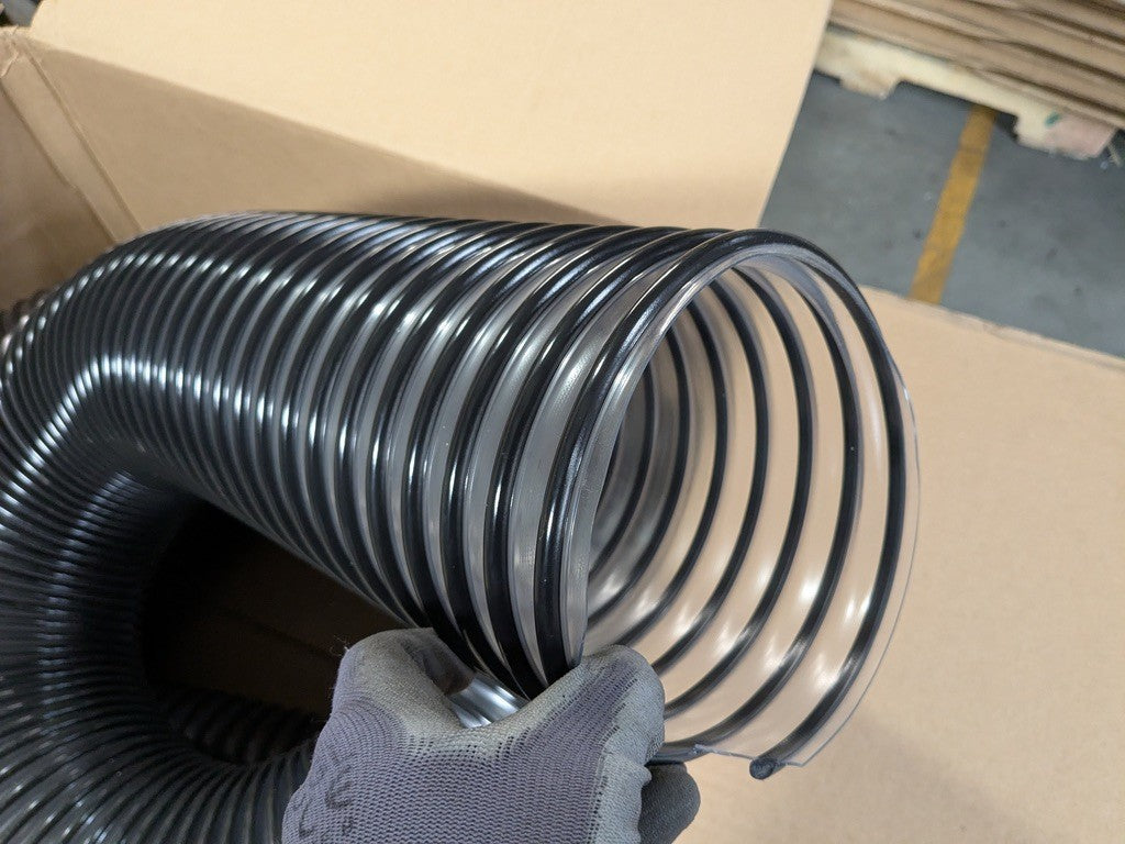 Flexaust 25 Ft. Vacuum Duct Hose Flex Tube-PV Clear / Black 6 In. Diameter
