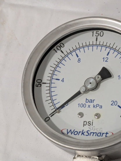 Pressure Gauge: 4" Dial, 300 psi, 1/4" Thread, NPT, Lower Mount WS-PE-GAGE-265