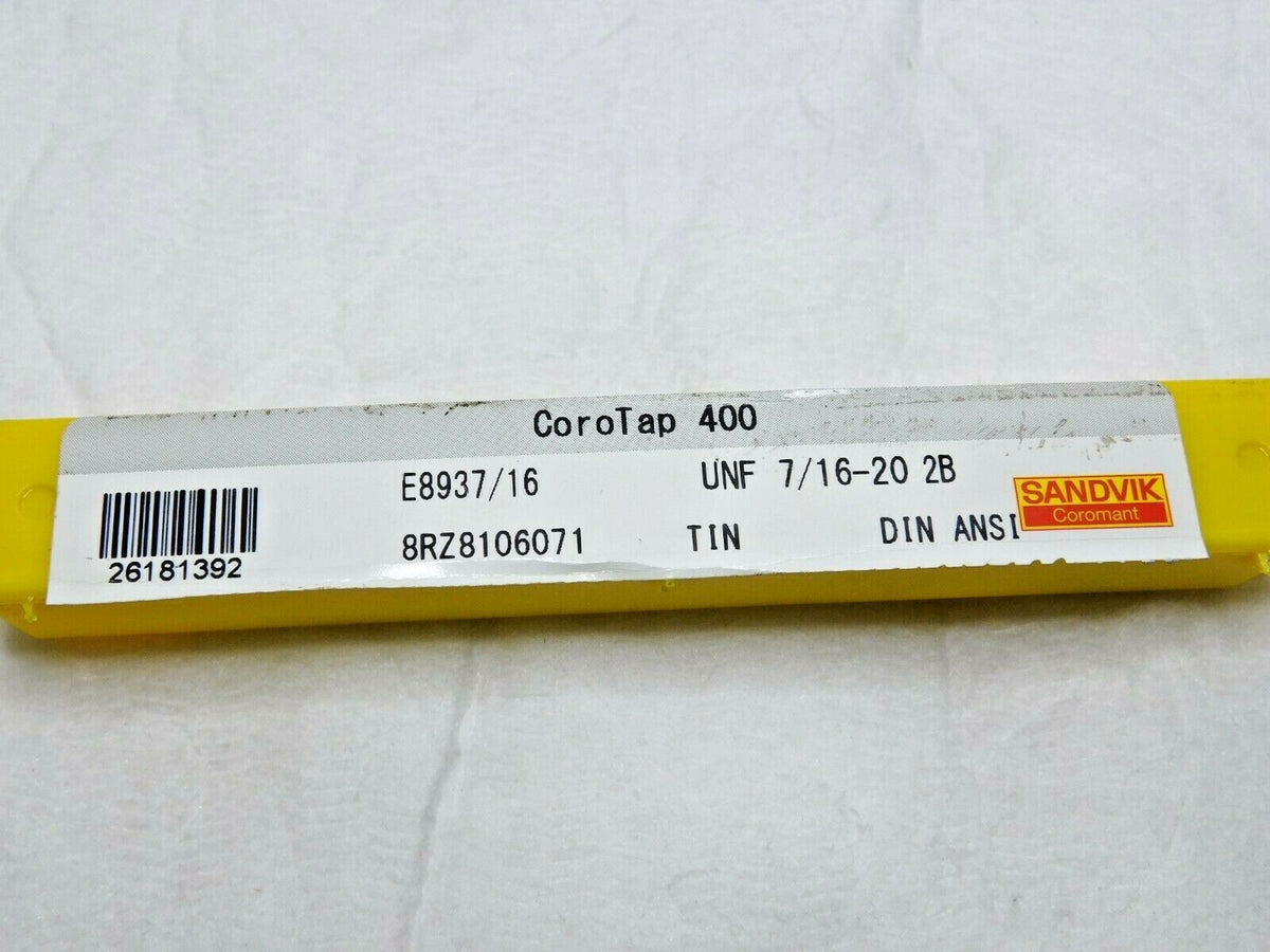 Sandvik Coromant CoroTap 400 Forming Tap HSS TiN 7/16-20 UNF 2B E8937/16 2618139