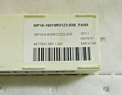 Seco Carbide Milling Tip Insert 16mm Cut Diam MP16 E05 Grade F40M Qty 1 51796
