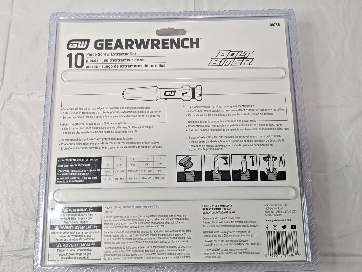 GEARWRENCH 10 Piece Bolt Biter Screw Extractor Set 84786