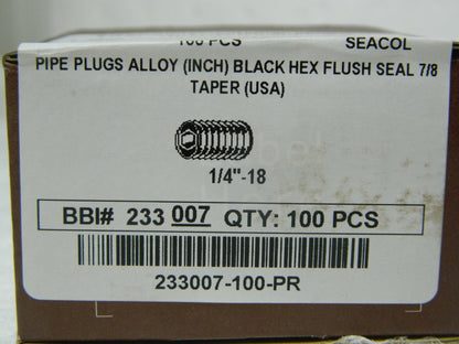 Brighton Alloy Steel Socket Pressure Plug 1/4-18 13/32" OAL Qty 100 233007-100