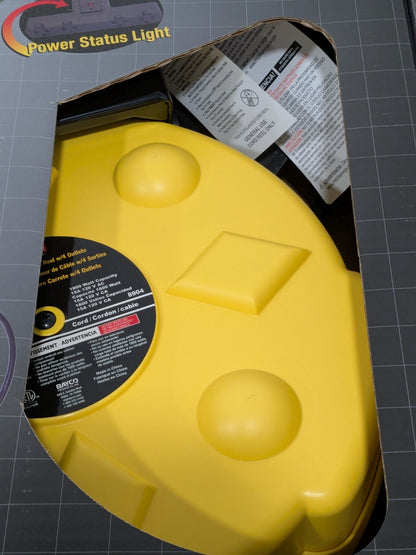 Bayco Cord & Cable Reel: 12 AWG, 50' Long, Outlet End 4 Outlet SL-8904