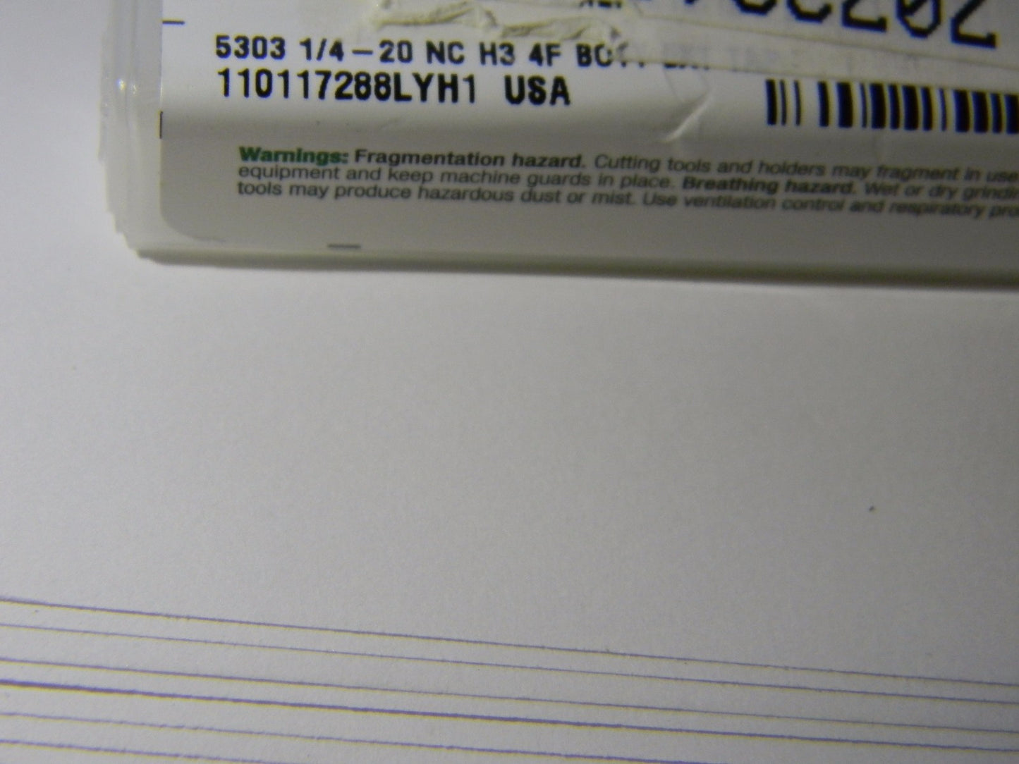 Widia Bottoming Extension Hand Tap 1/4"-20 x 6" H3 HSS 4FL #18840