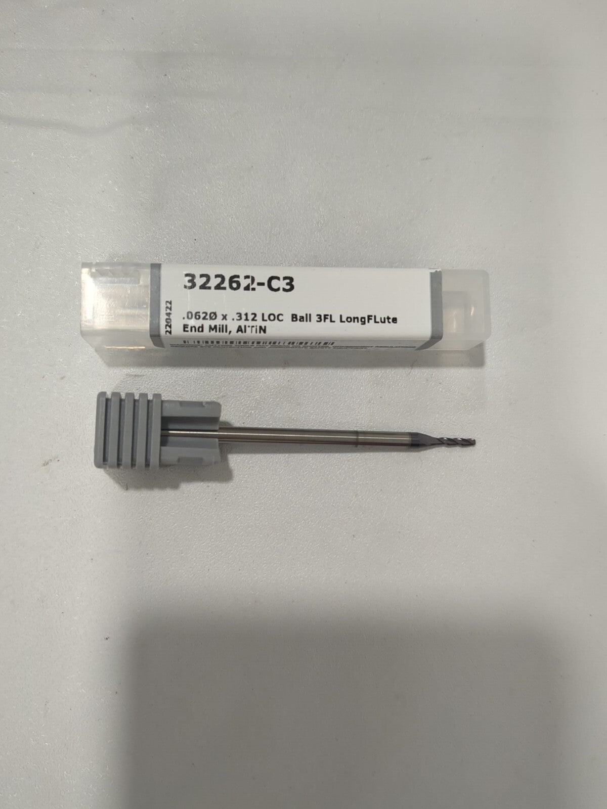 HARVEY TOOL Ball End Mill 0.0620" Dia 3 Fl Solid Carbide 32262-C3