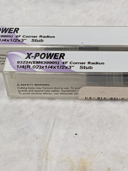 YG-1 Carbide End Mill 1/4" 4FL w/.020" Rad, .5"LOC,Qty 2 GM639905