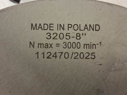 Bison Manual Lathe Chuck 8"Dia 3 Jaw Self-Centering 7-866-0800