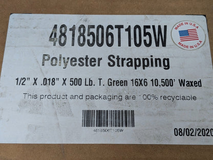 PAC Waxed Polyester Strapping 10,500 Ft. x 1/2 In. x 0.018 In. 4818506T105W