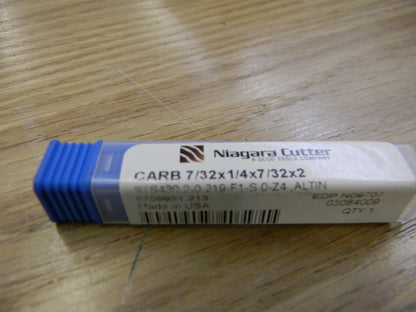 Niagara SC Sq End Mill 7/32" 7/32" LOC 1/4" Shk Diam 2" OAL 4 FL Qty 2 03084009
