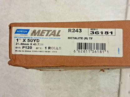 Norton Aluminum Oxide Shop Roll 1" x 50 Yd 120 Grit 66261136181