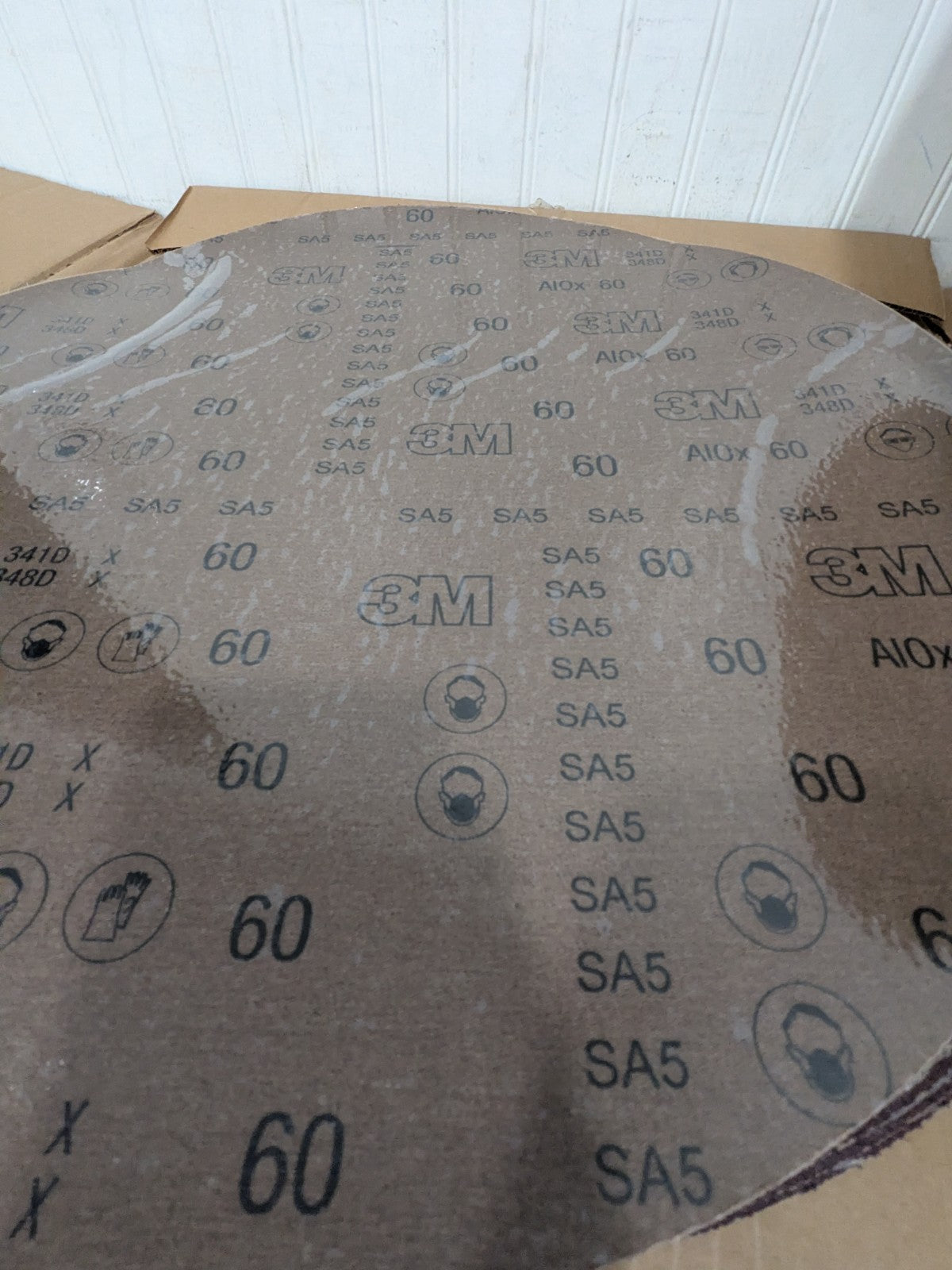 3M 20" Dia PSA Disc: 60 Grit, Aluminum Oxide, Medium Grade Qty 8 7000118885